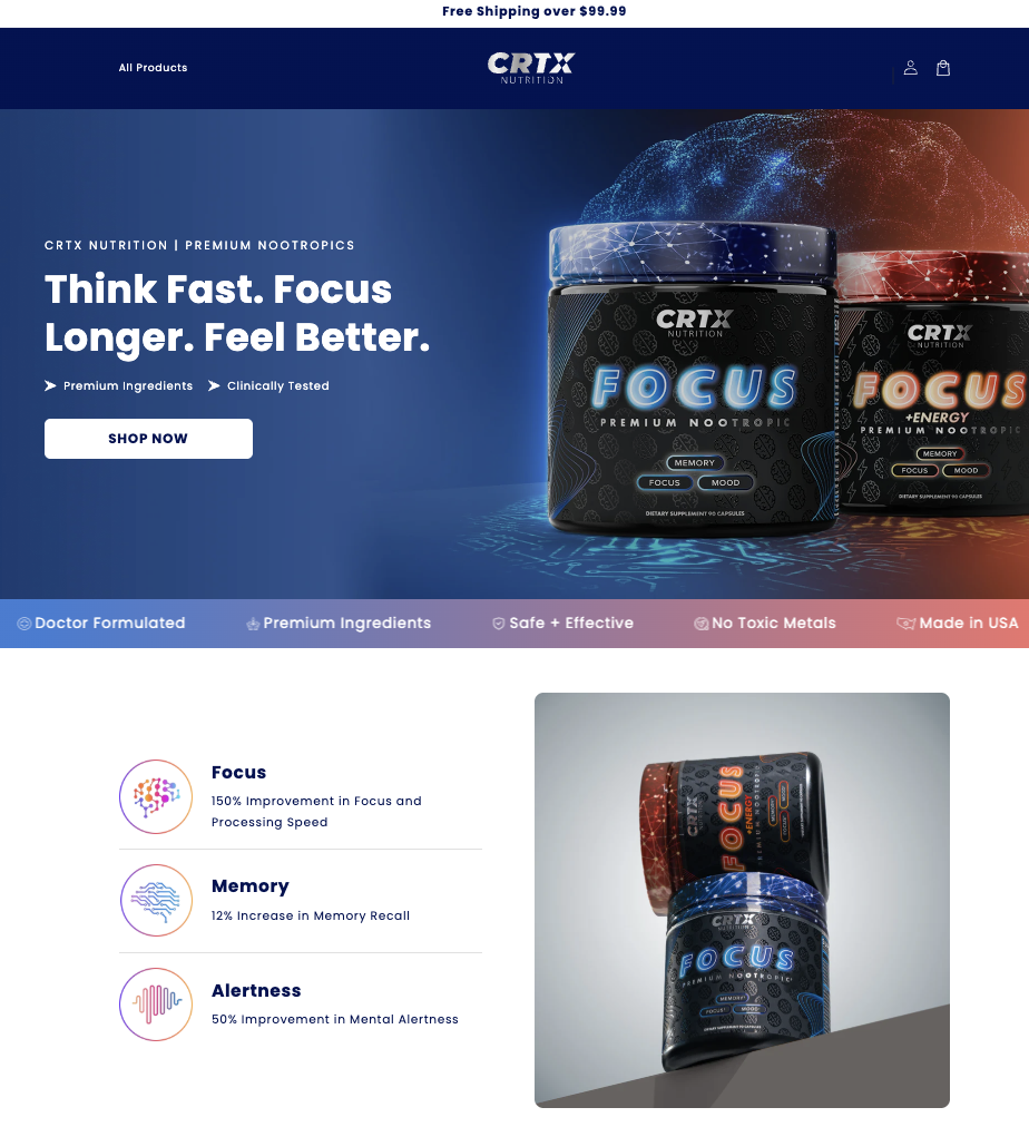 CRTX Nutrition Shopify Store