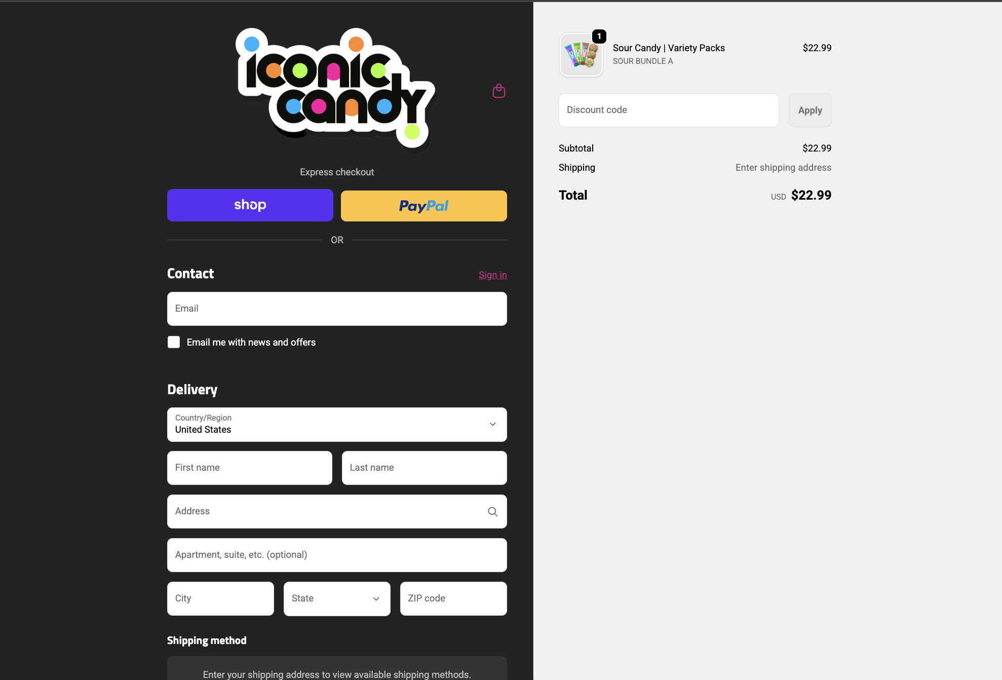 Shopify Theme Development for IconicCandy Checkout