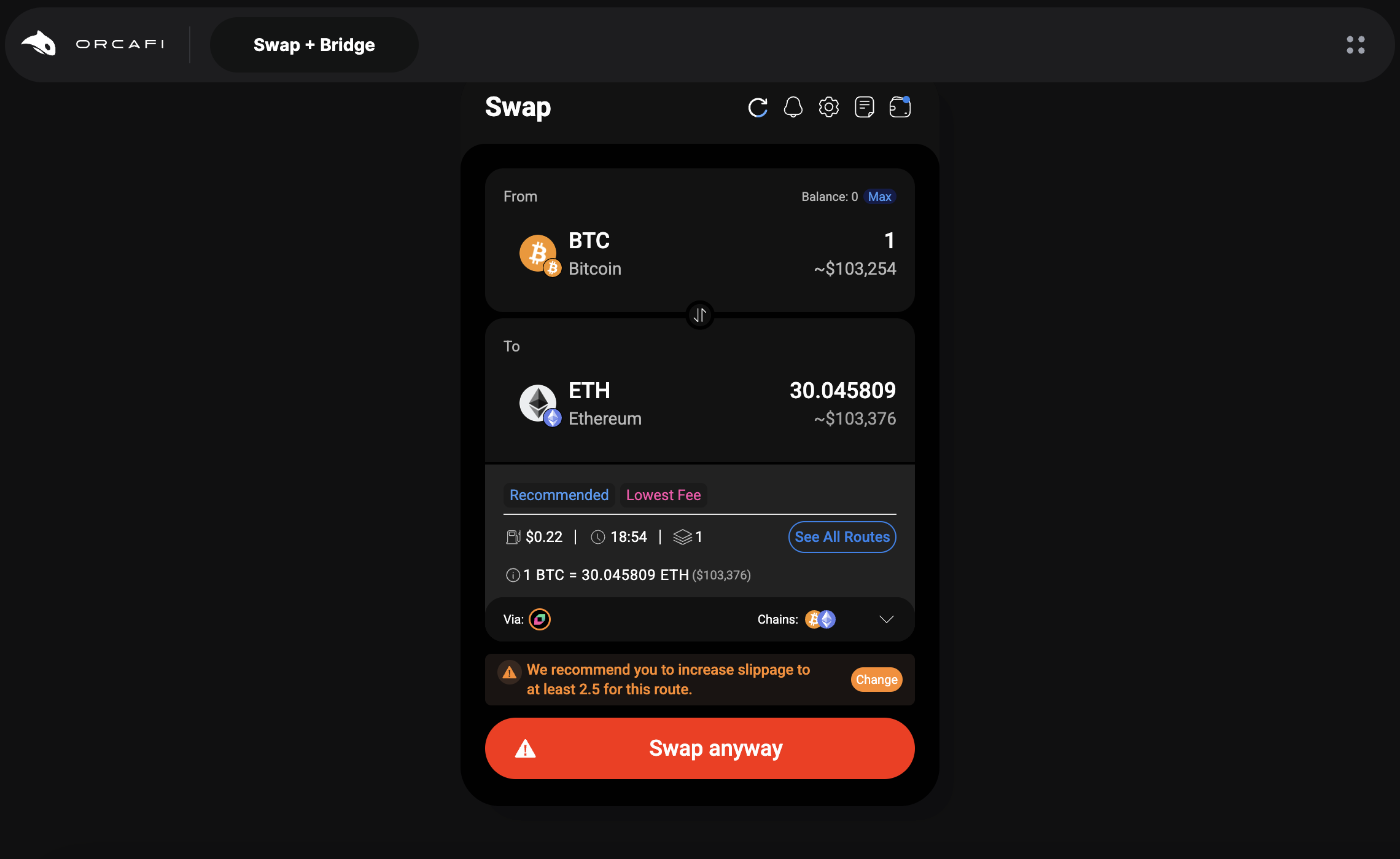 OrcaFi Trading Interface