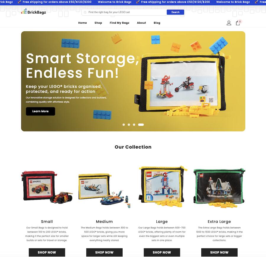 BrickBagz - High-performance, brand-focused homepage