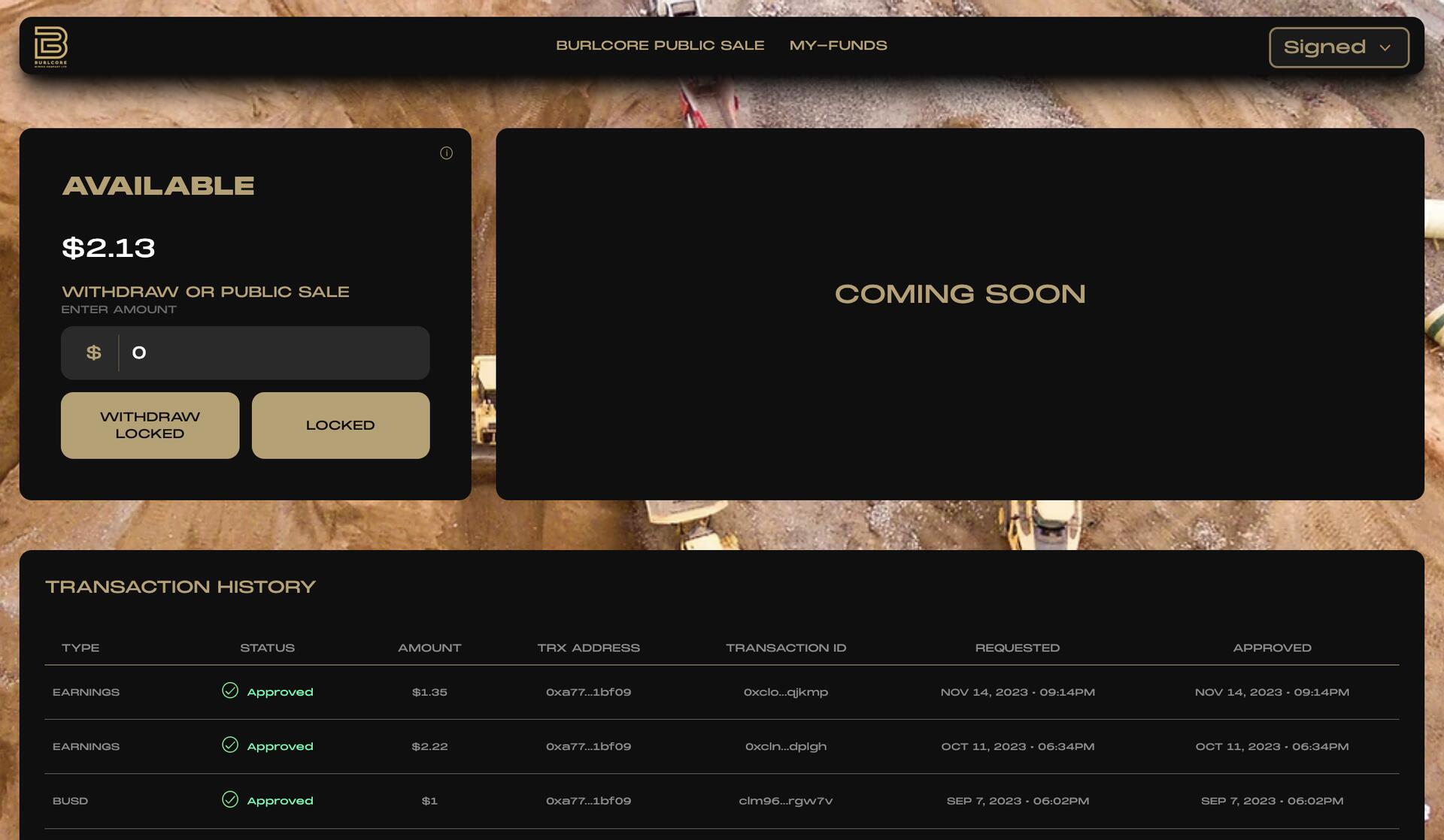 Burlcore - Investor Dashboard