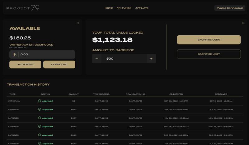 Project79 - Earnings & Investment